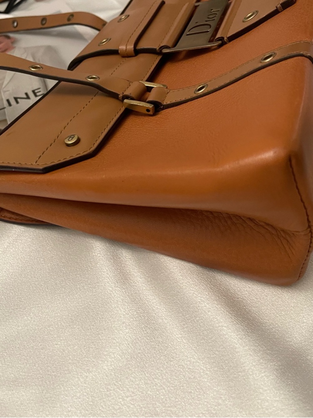 Rare Vintage Dior Punk Line Shoulder Bag - Tan/Brown Leather - Iconic! - Picture 7 of 14